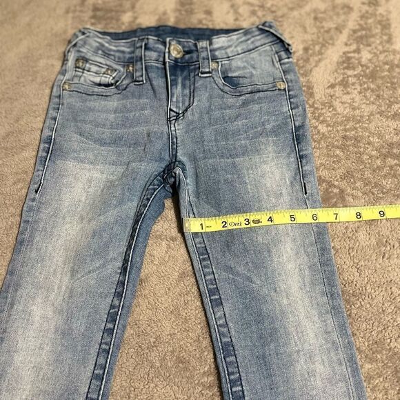 True Religion Girls Blue Denim Jeans Skinny Wash Distressed Size 7 (F6) - Picture 5 of 12
